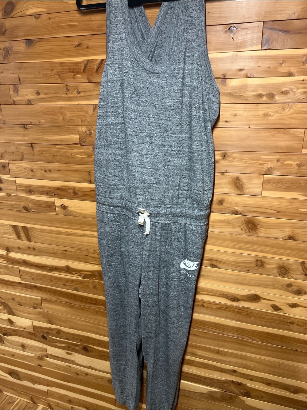 Nike Heather Gray Sleeveless Jumpsuit with Drawstring